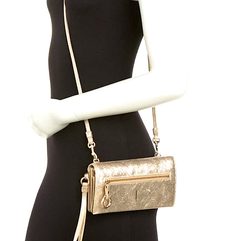 THACKER EVE GOLD LEATHER MULTIFUNCTIONAL XBODY+WALLET+ CLUTCH WRISTLET ETC! NWT